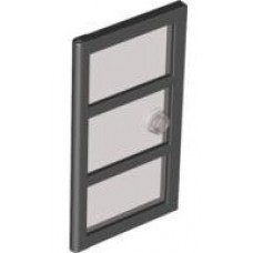 Part 60797c02 Black Door 1 x 4 x 6 with 3 Panes and Stud Handle with Trans-Black Glass 